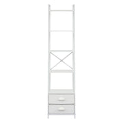 Artiss 5 Tier Bookshelf Ladder Bookcase with Fabric Drawers Display Rack White FUR-Z-DS-5TR-WH