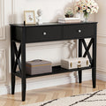 Artiss Console Table 2 Drawers 100CM Black FUR-Z-HS-2D100-BK