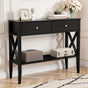 Artiss Console Table 2 Drawers 100CM Black FUR-Z-HS-2D100-BK