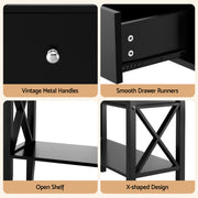 Artiss Console Table 2 Drawers 100CM Black FUR-Z-HS-2D100-BK