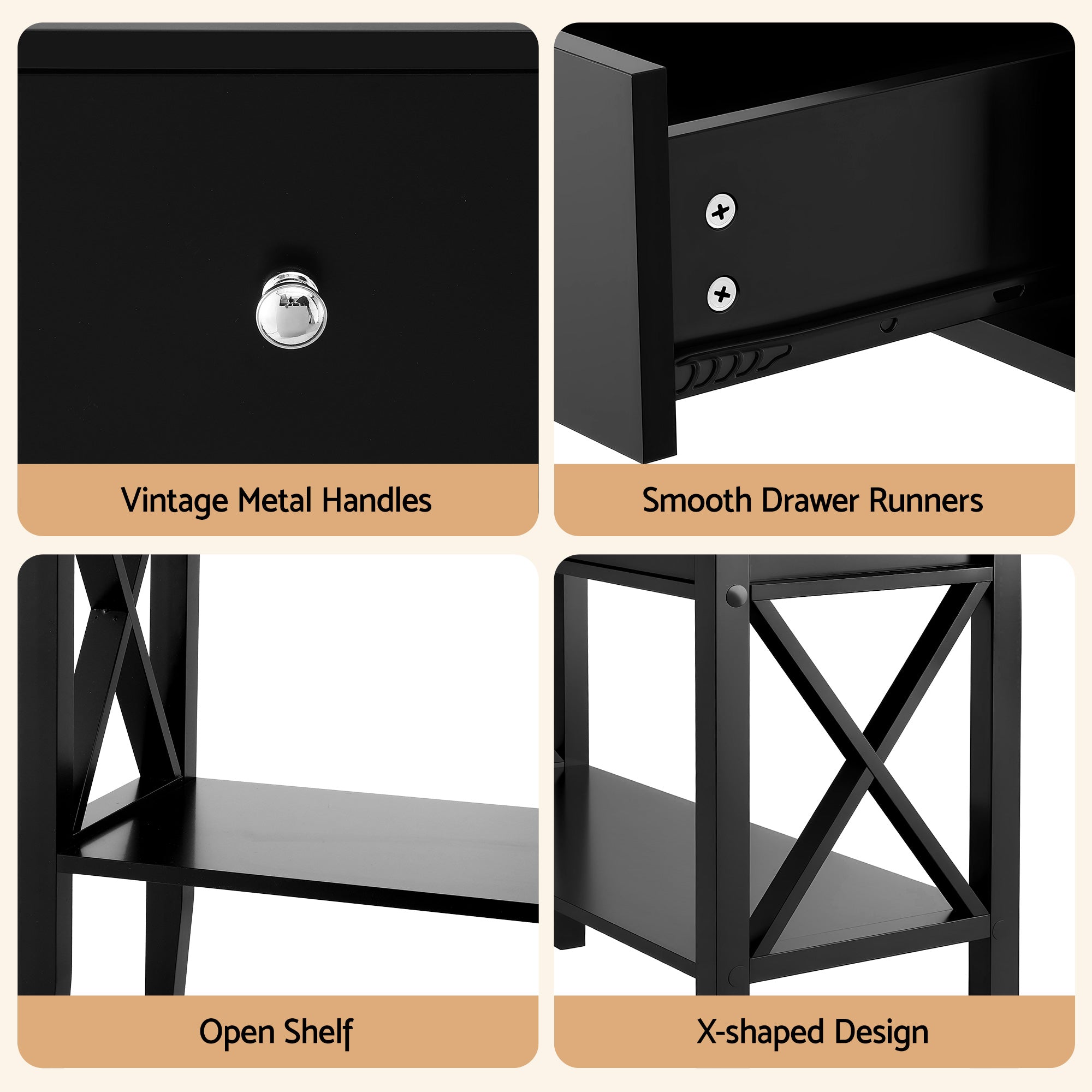 Artiss Console Table 2 Drawers 100CM Black FUR-Z-HS-2D100-BK
