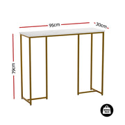 Artiss Console Table Marble Effect White&Gold FUR-Z-IND-DESK-MB-GD