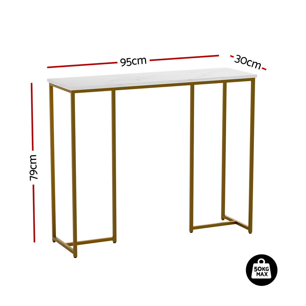 Artiss Console Table Marble Effect White&Gold FUR-Z-IND-DESK-MB-GD