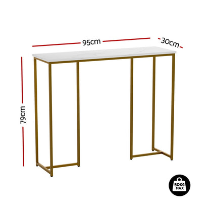 Artiss Console Table Marble Effect White&Gold FUR-Z-IND-DESK-MB-GD