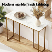 Artiss Console Table Marble Effect White&Gold FUR-Z-IND-DESK-MB-GD