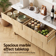 Artiss Buffet Sideboard Cabinet Kitchen Storage Cupboard Marble 2 Drawers Pine