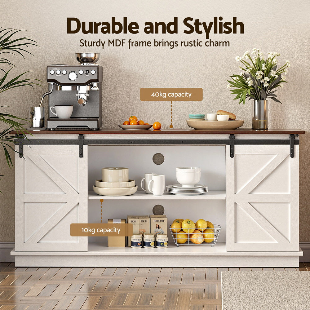 Artiss Buffet Sideboard Storage Cabinet Kitchen Cupboard Sliding Doors White FUR-Z-SID150-WH-AB