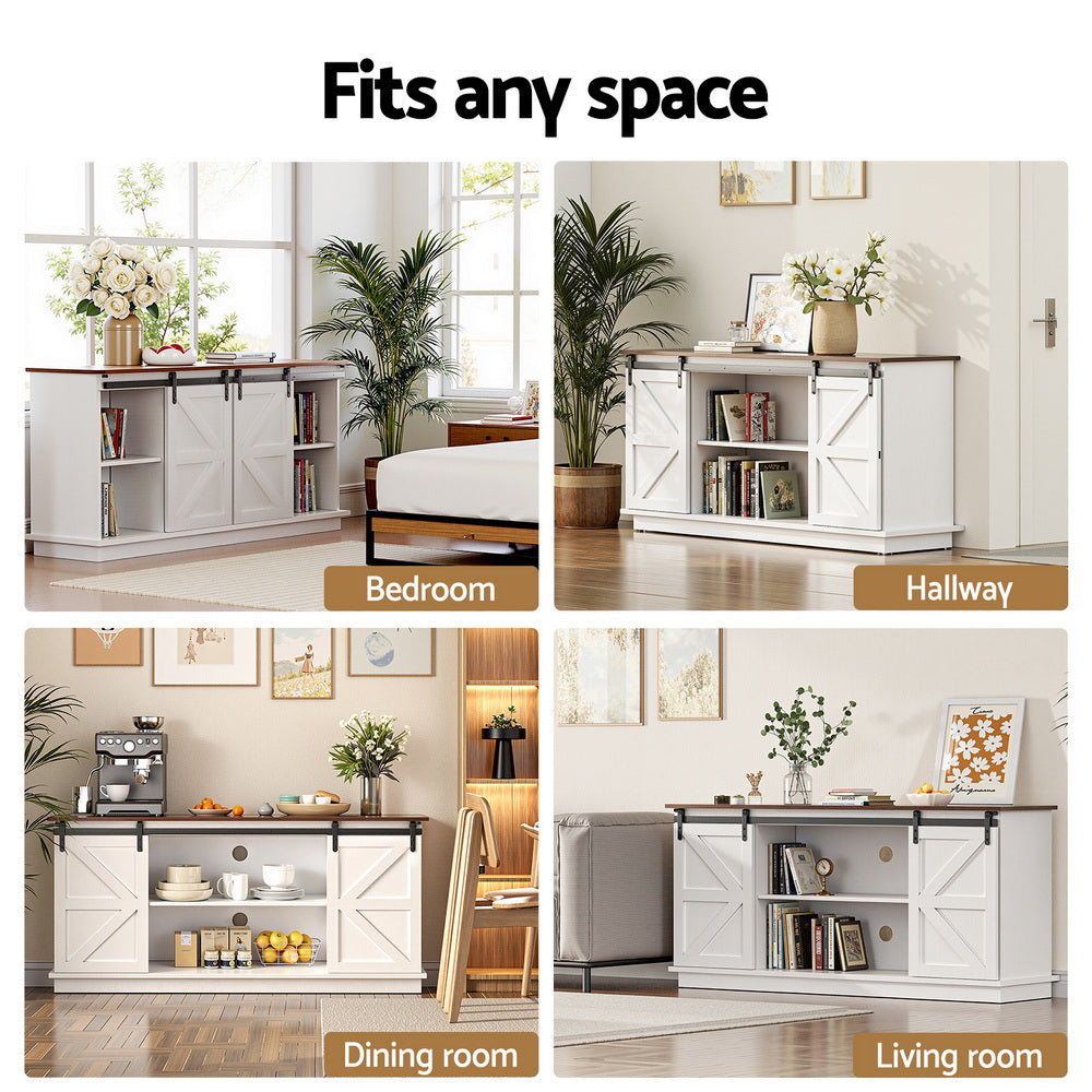 Artiss Buffet Sideboard Storage Cabinet Kitchen Cupboard Sliding Doors White FUR-Z-SID150-WH-AB