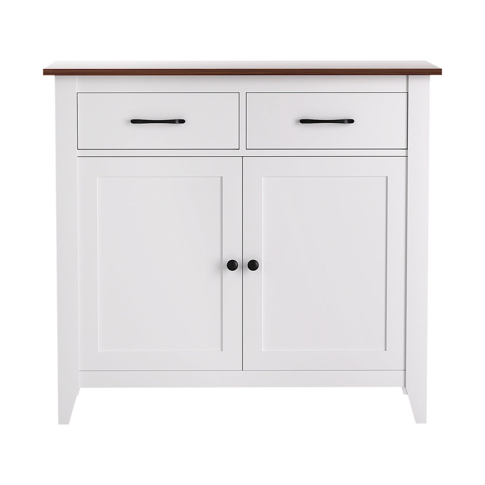 Artiss Buffet Sideboard Storage Cabinet Kitchen Cupboard Hallway 2 Drawers White FUR-Z-SID90-WH-AB