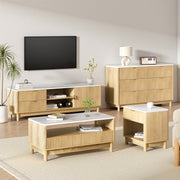 Artiss TV Unit & Chest of Drawers Set Solid Wood Legs Pine FUR-Z-TV-CDR-WD-AB