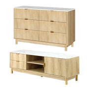 Artiss TV Unit & Chest of Drawers Set Solid Wood Legs Pine FUR-Z-TV-CDR-WD-AB