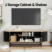 Artiss TV Unit & Coffee Table Set Storage Drawers Shelves Black Pine FUR-Z-TV-COF-BKWD