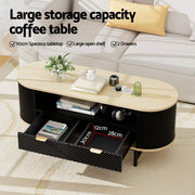 Artiss TV Unit & Coffee Table Set Storage Drawers Shelves Black Pine FUR-Z-TV-COF-BKWD
