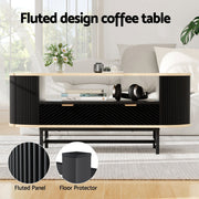 Artiss TV Unit & Coffee Table Set Storage Drawers Shelves Black Pine FUR-Z-TV-COF-BKWD
