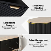 Artiss TV Unit & Coffee Table Set Storage Drawers Shelves Black Pine FUR-Z-TV-COF-BKWD