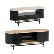 Artiss TV Unit & Coffee Table Set Storage Drawers Shelves Black Pine FUR-Z-TV-COF-BKWD