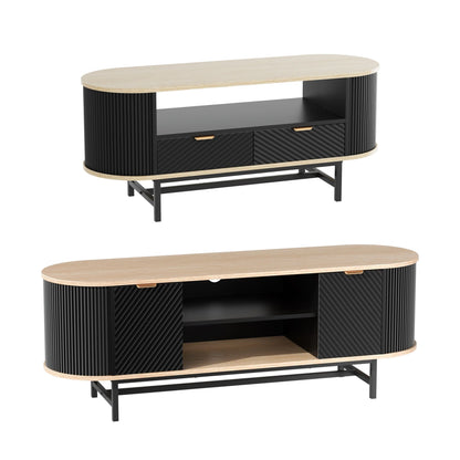 Artiss TV Unit & Coffee Table Set Storage Drawers Shelves Black Pine FUR-Z-TV-COF-BKWD