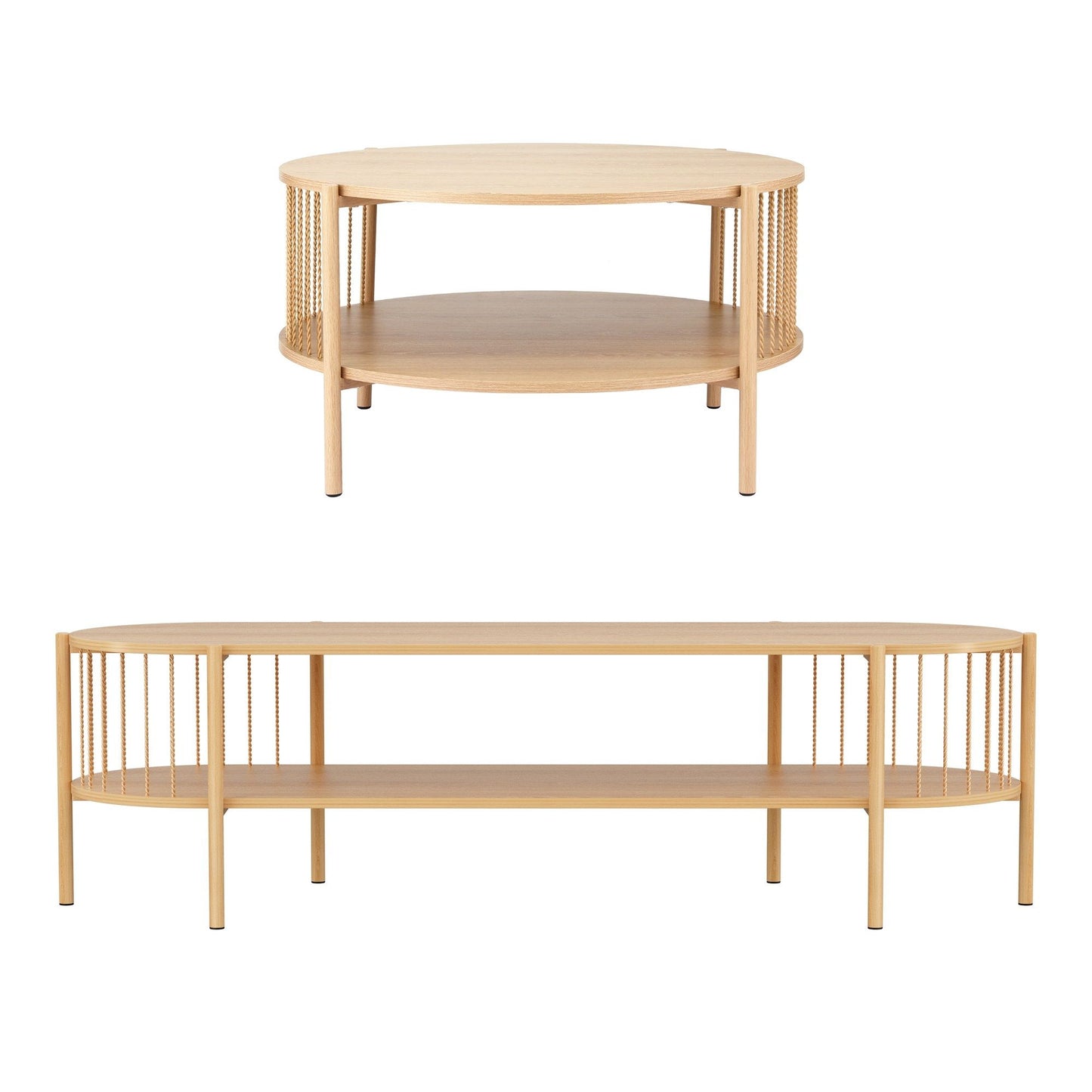 Artiss TV Unit & Coffee Table Set Storage Shelf Pine FUR-Z-TV-COF-WD