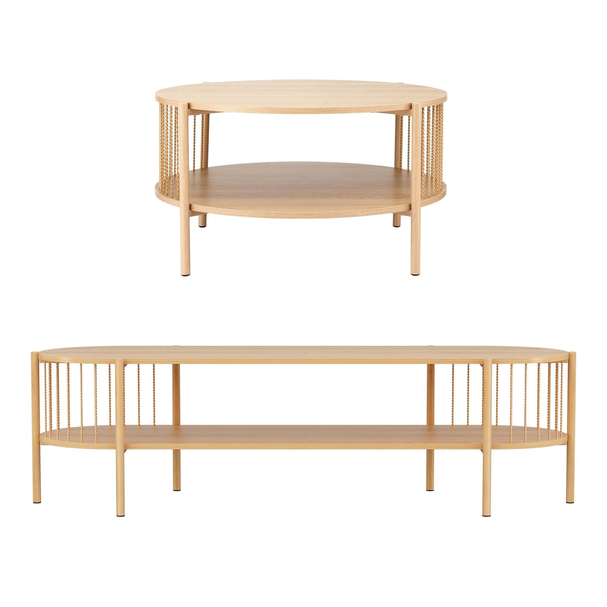 Artiss TV Unit & Coffee Table Set Storage Shelf Pine FUR-Z-TV-COF-WD