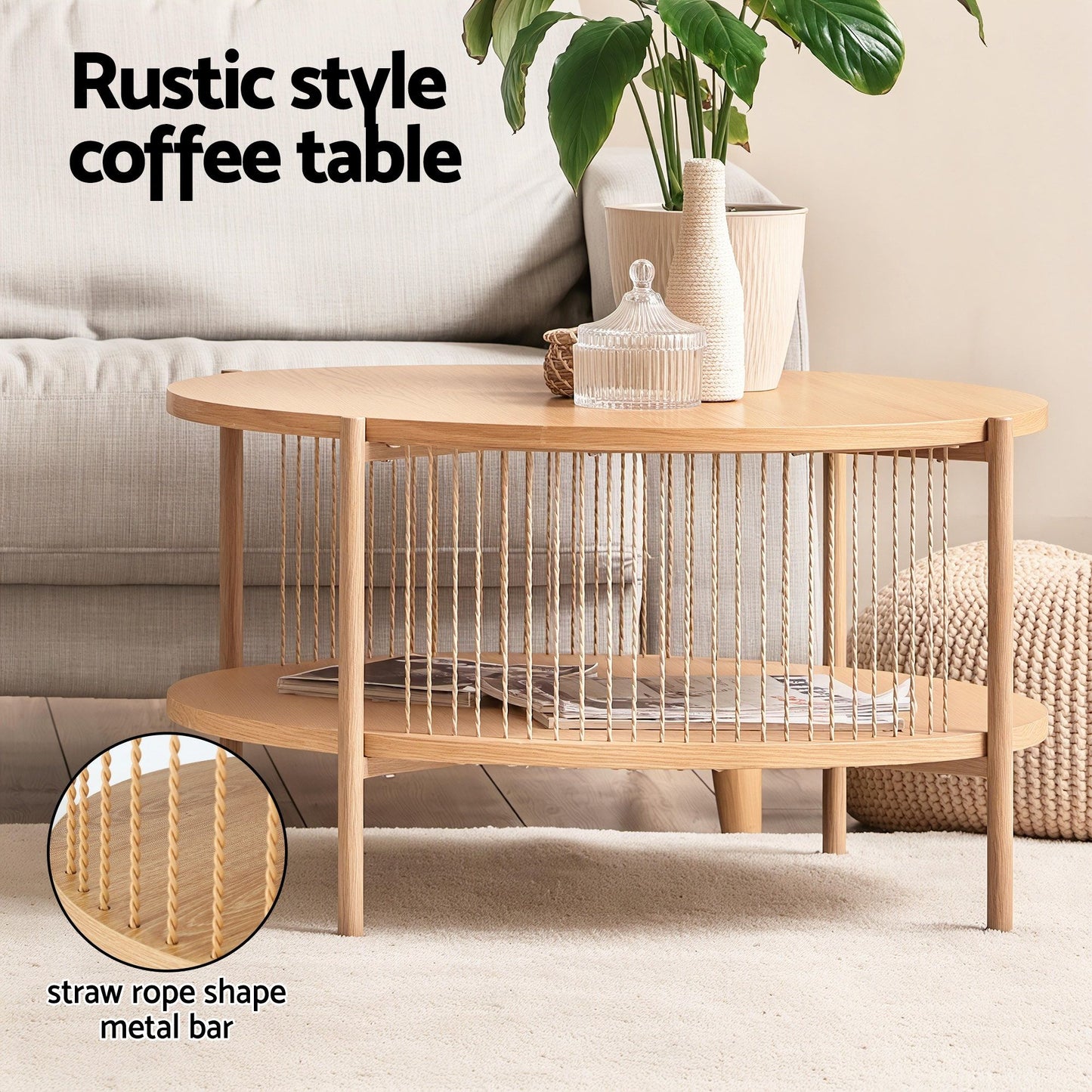 Artiss TV Unit & Coffee Table Set Storage Shelf Pine FUR-Z-TV-COF-WD