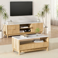 Artiss TV Unit & Coffee Table Set Storage Drawers Pine FUR-Z-TV-COF-WHWD