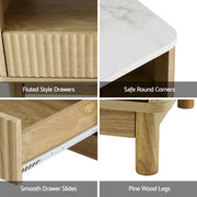 Artiss TV Unit & Coffee Table Set Storage Drawers Pine FUR-Z-TV-COF-WHWD