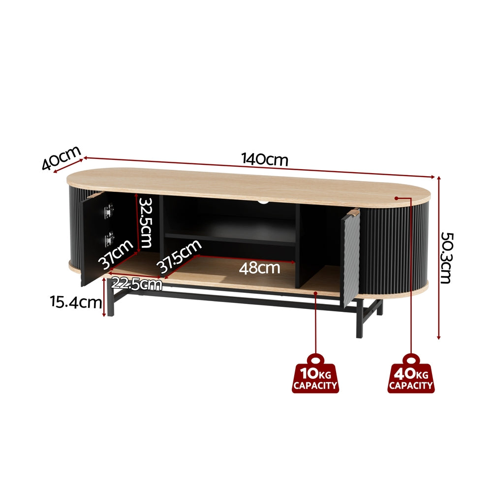 Artiss TV Unit Entertainment Unit Storage Cabinet Black Pine FUR-Z-TV140-BKWD-AB
