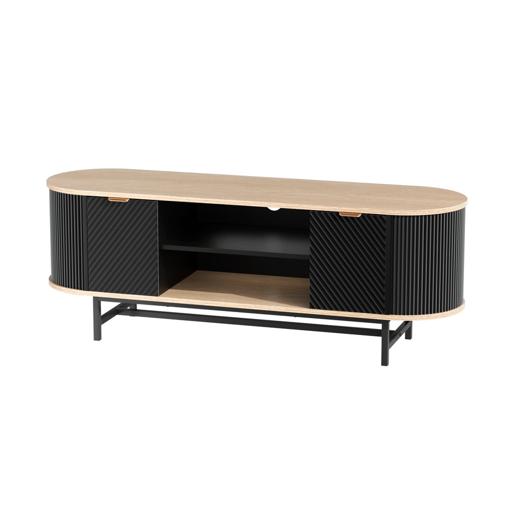 Artiss TV Unit Entertainment Unit Storage Cabinet Black Pine FUR-Z-TV140-BKWD-AB