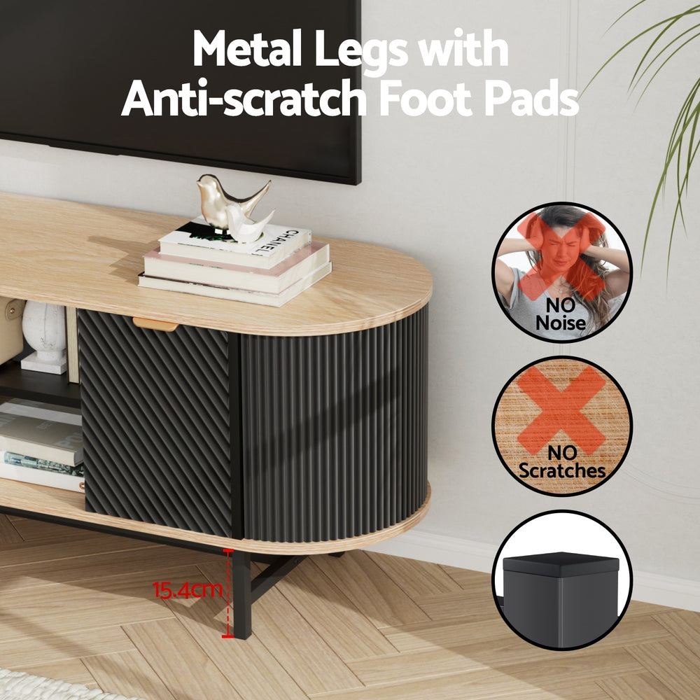 Artiss TV Unit Entertainment Unit Storage Cabinet Black Pine FUR-Z-TV140-BKWD-AB