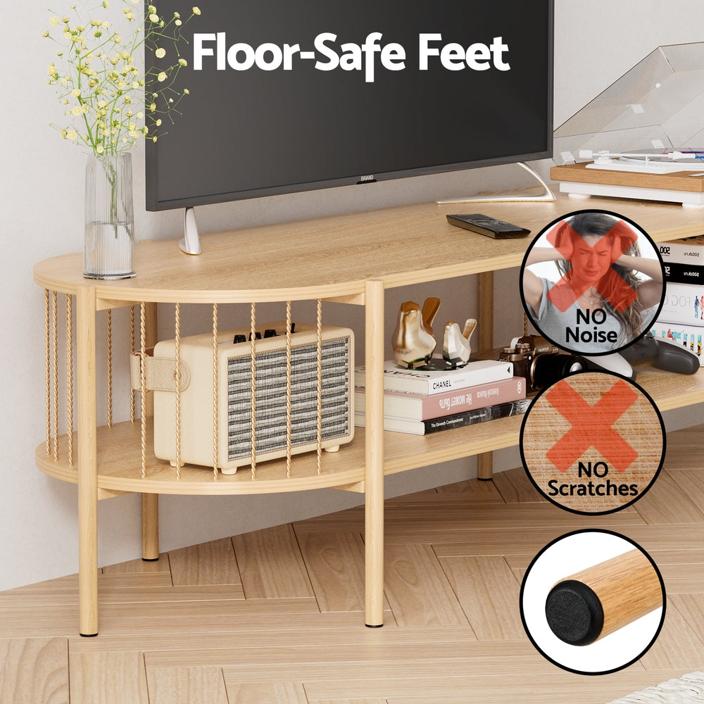 Artiss TV Unit Entertainment Unit Storage Shelf 148cm Pine FUR-Z-TV144-WD