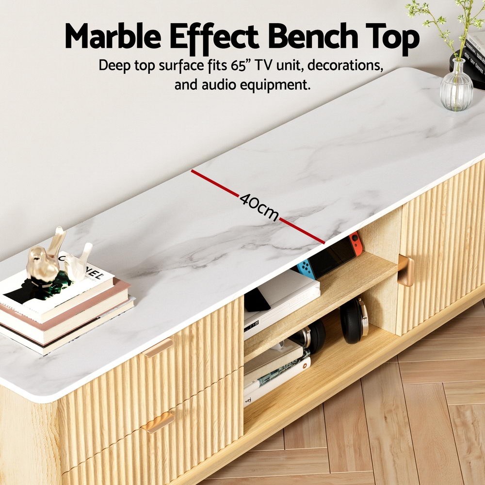 Artiss TV Unit Entertainment Unit Storage Drawer Shelf 150cm Pine FUR-Z-TV150-WHWD-AB