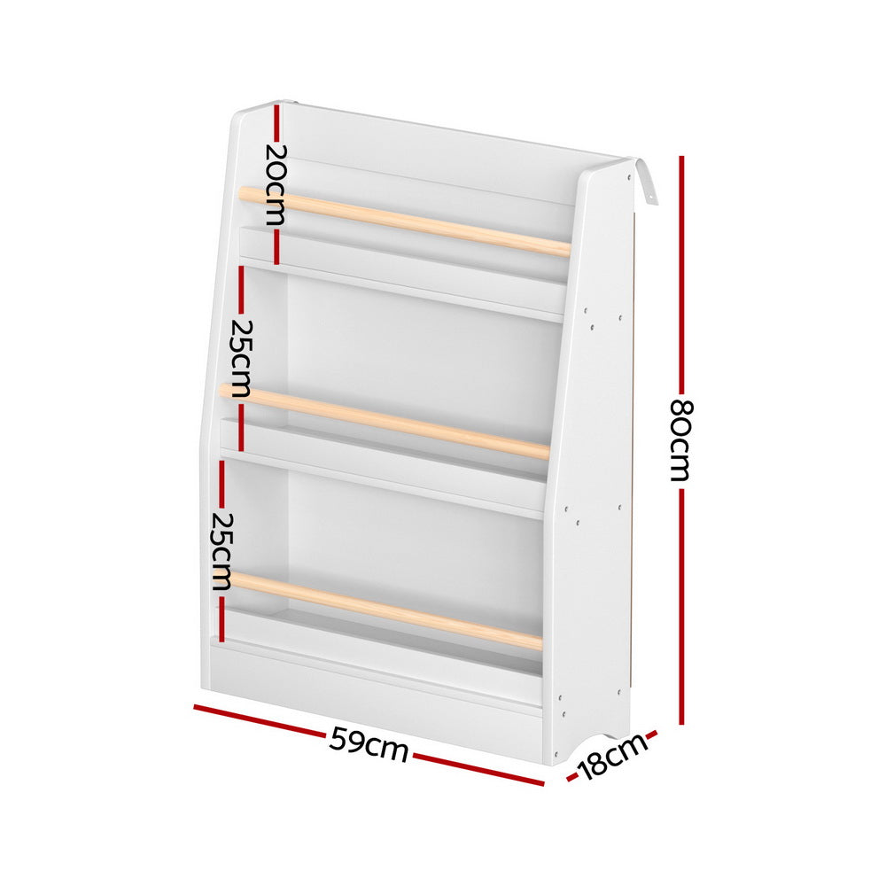 Keezi Kids Bookshelf 3 Tiers Storage Children Bookcase Organiser Display Shelf FURNI-B-BOOK-3T-WH