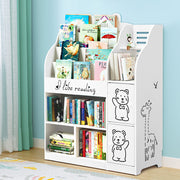 Keezi 4 Tiers Kids Bookshelf Storage Children Bookcase Toy Organiser Display FURNI-B-BOOK-BEAR-WH-AB
