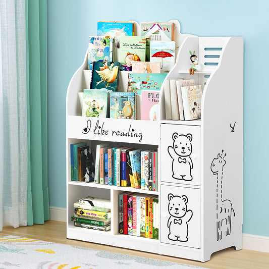 Keezi 4 Tiers Kids Bookshelf Storage Children Bookcase Toy Organiser Display FURNI-B-BOOK-BEAR-WH-AB