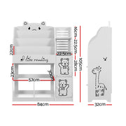 Keezi 4 Tiers Kids Bookshelf Storage Children Bookcase Toy Organiser Display FURNI-B-BOOK-BEAR-WH-AB
