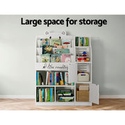 Keezi 4 Tiers Kids Bookshelf Storage Children Bookcase Toy Organiser Display FURNI-B-BOOK-BEAR-WH-AB