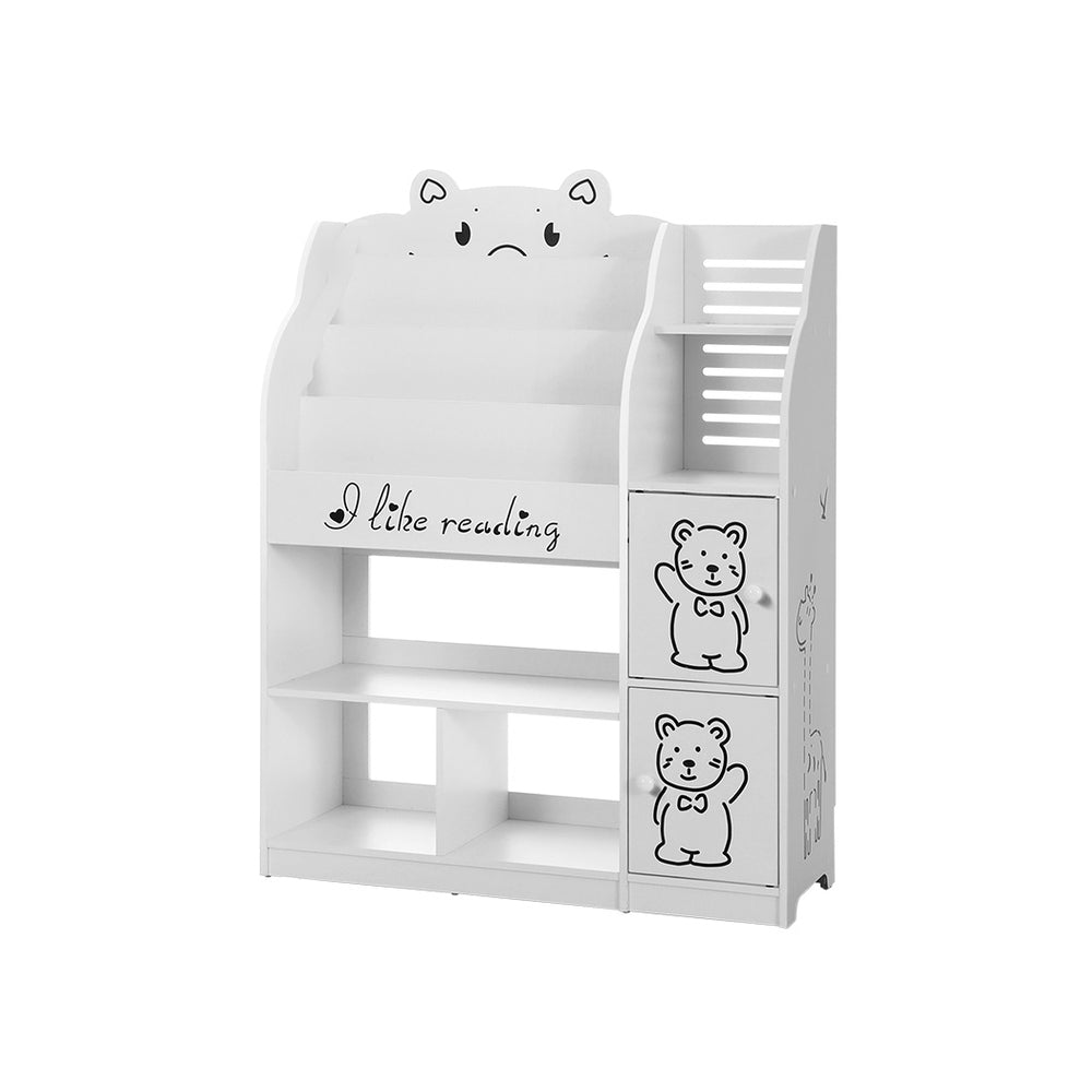 Keezi 4 Tiers Kids Bookshelf Storage Children Bookcase Toy Organiser Display FURNI-B-BOOK-BEAR-WH-AB
