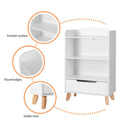 Keezi Kids Bookshelf 3 Tiers Storage Children Bookcase Toys Organiser Drawer FURNI-B-BOOK-DRAWER-WH
