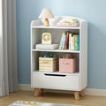 Keezi Kids Bookshelf 3 Tiers Storage Children Bookcase Toys Organiser Drawer FURNI-B-BOOK-DRAWER-WH