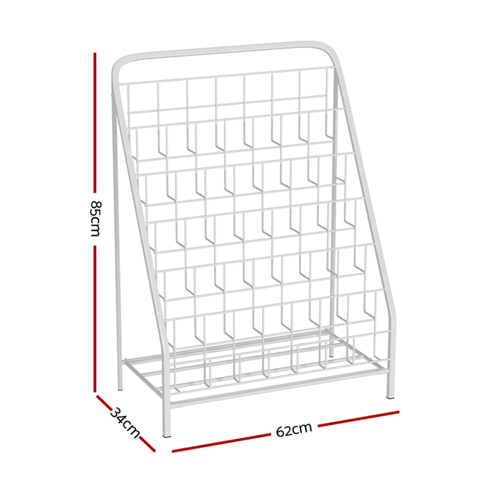 Keezi 6 Tiers Kids Bookshelf Magazine Rack Children Bookcase Organiser Foldable FURNI-B-BOOK-METAL-WH