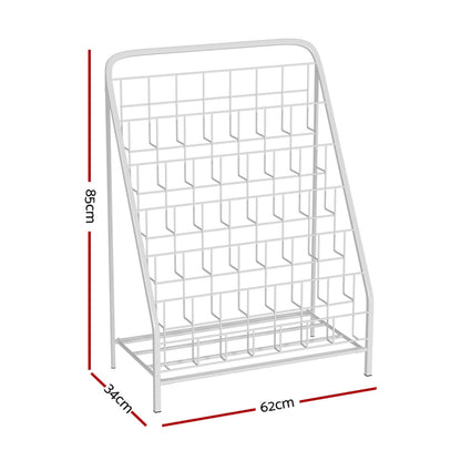 Keezi 6 Tiers Kids Bookshelf Magazine Rack Children Bookcase Organiser Foldable FURNI-B-BOOK-METAL-WH