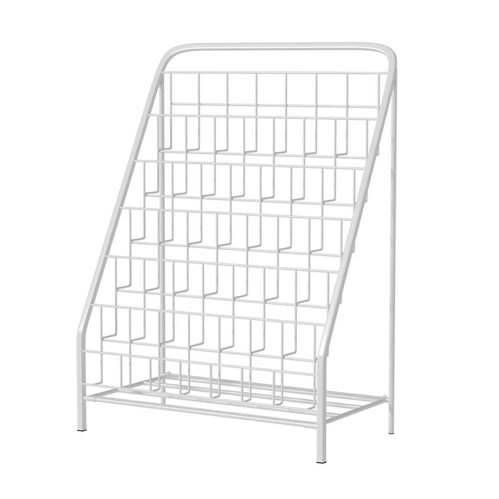 Keezi 6 Tiers Kids Bookshelf Magazine Rack Children Bookcase Organiser Foldable FURNI-B-BOOK-METAL-WH