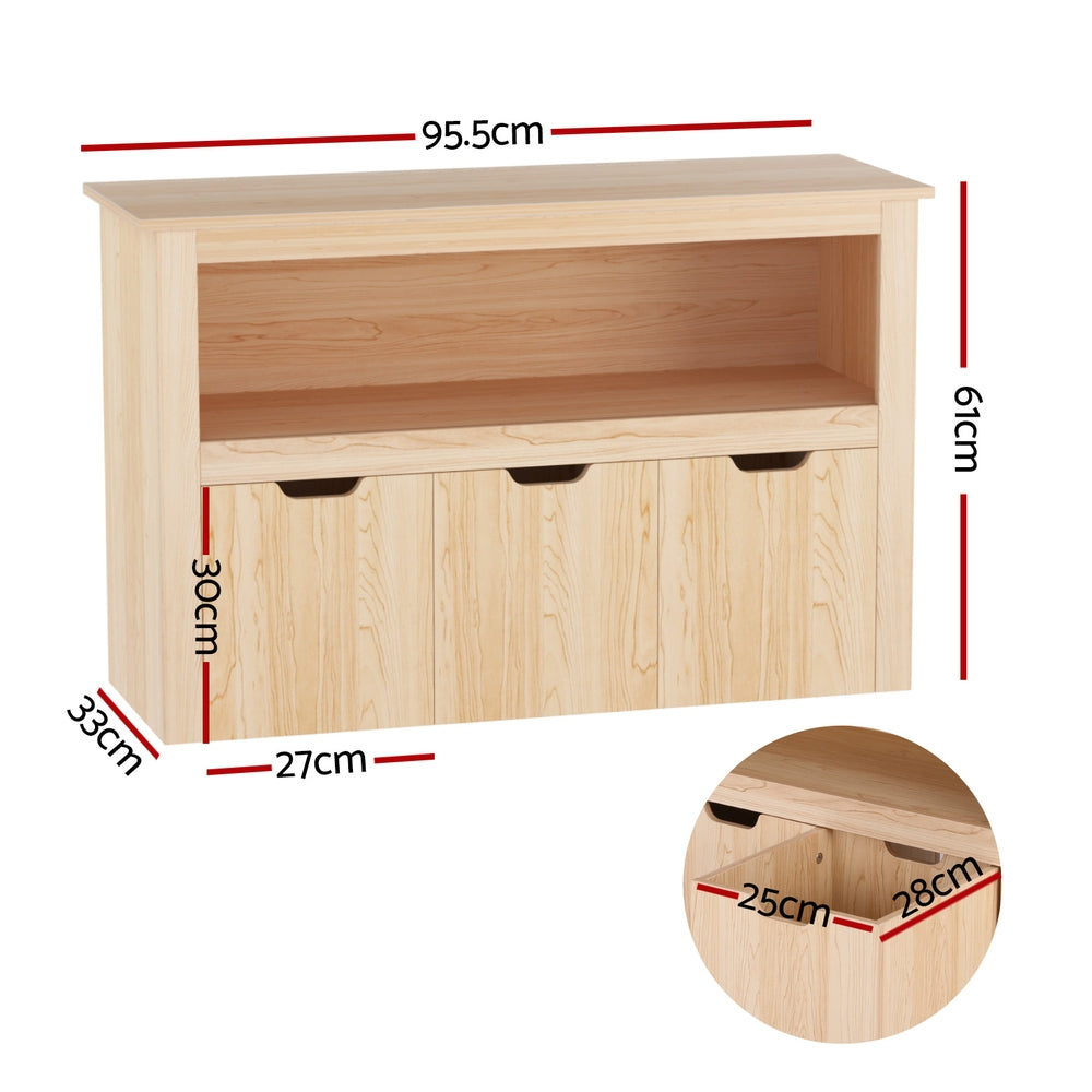 Keezi Kids Bookshelf 3 Drawers Storage Children Bookcase Toy Organiser Display Wooden FURNI-B-BOOK-STORAGE-WD