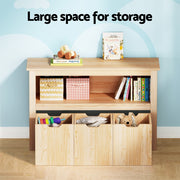 Keezi Kids Bookshelf 3 Drawers Storage Children Bookcase Toy Organiser Display Wooden FURNI-B-BOOK-STORAGE-WD