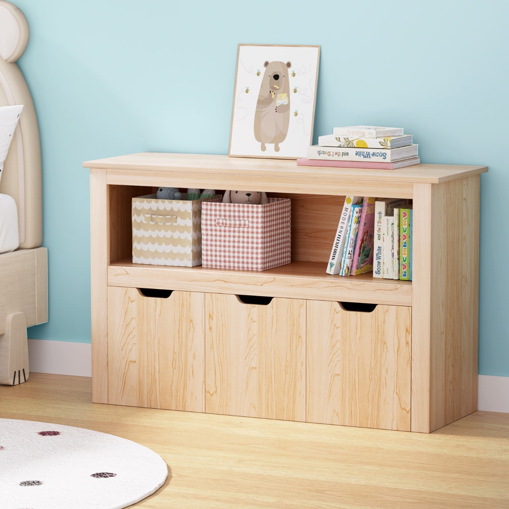 Keezi Kids Bookshelf 3 Drawers Storage Children Bookcase Toy Organiser Display Wooden FURNI-B-BOOK-STORAGE-WD