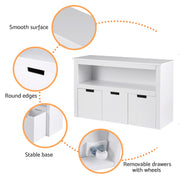 Keezi Kids Bookshelf 3 Drawers Storage Children Bookcase Toy Organiser Display FURNI-B-BOOK-STORAGE-WH