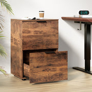 Artiss Filing Cabinet Files Storage Office Shelves File Organiser Rustic Brown 2 Drawer FURNI-B-CAB-2T-RW