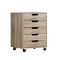 Artiss 5-Drawer Filing Cabinet Mobile Rolling Storage Cabinet Chest of Drawers Stand Scratch Beige FURNI-B-CAB-5T-WD
