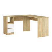 Artiss Computer Desk Drawer Cabinet L-Shape Oak 136CM FURNI-B-DESK-L-002-WD-AB