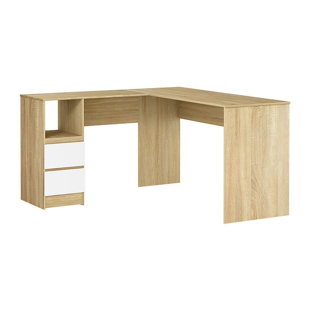 Artiss Computer Desk Drawer Cabinet L-Shape Oak 136CM FURNI-B-DESK-L-002-WD-AB